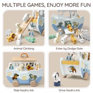 Juguete de Madera Montessori Magicolor, Arca de Noé DIY, Clasificador de Formas de Animales, Juego Educativo de Emparejamiento, Pintura Ecológica para Navidad - Product Image 4