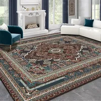 Tapis persan de luxe de Style ethnique pour salon bleu décor à la maison chambre tapis de Table à thé lavable court en peluche salon tapis de sol