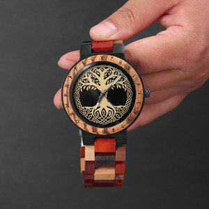 Cinturino in legno di lunghezza regolabile movimento giapponese Norse Yggdrasil <span class=keywords><strong>albero</strong></span> <span class=keywords><strong>della</strong></span> <span class=keywords><strong>vita</strong></span> <span class=keywords><strong>orologio</strong></span> vichingo - Product Image 5