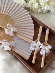 Éventails pliables en soie colorée et bambou pour mariage, bricolage, sacs en organza, cadeaux de mariage à l'église, faveurs de fête - Product Image 5