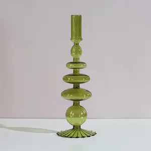 Màu thủy tinh Borosilicate người giữ ngọn nến dính người giữ ngọn nến thủy tinh đám cưới trang trí nội thất người giữ ngọn nến