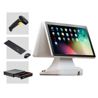 POS-система Jinshijie D02 15,6 дюйма с двумя экранами, емкостным сенсорным управлением, для ресторанов, с процессором Intel 3-го поколения, Wi-Fi, кассовый аппарат