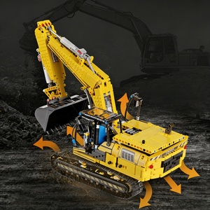 Jouet de construction éducatif excavatrice télécommandée OEM jaune en ABS, bras mobile, pelle, échelle 1:1, cadeau idéal, très vendu - Product Image 1