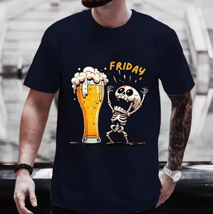 Camiseta <span class=keywords><strong>para</strong></span> hombre con estampado de <span class=keywords><strong>esqueleto</strong></span> disfrutando del Día de la Cerveza de Viernes, <span class=keywords><strong>camisetas</strong></span> <span class=keywords><strong>para</strong></span> hombre, finalmente viernes <span class=keywords><strong>para</strong></span> los amantes de la cerveza, ropa masculina, <span class=keywords><strong>camisetas</strong></span> de manga corta - Product Image 1