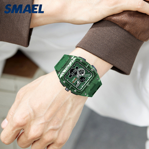 Reloj de Pulsera Deportivo Casual SMAEL 8135 Cuadrado para Hombre con Doble Pantalla, Cuarzo Digital, Cronómetro, Resistente al Agua 50M, Correa de Silicona Luminosa - Product Image 5