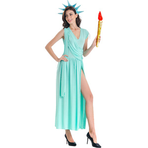 Disfraz Popular <span class=keywords><strong>de</strong></span> <span class=keywords><strong>la</strong></span> Diosa Griega Lady Liberty para Mujer, Vestido <span class=keywords><strong>de</strong></span> Halloween para Adultos con Antorcha - Product Image 5