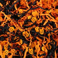 1 LB de confettis noirs et oranges avec citrouilles et fantômes, papier froissé pour emballage cadeau, décorations d'Halloween