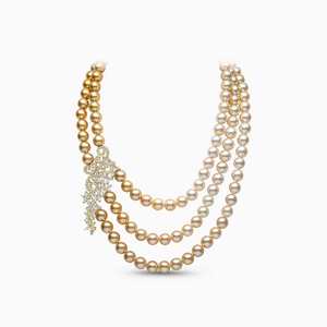 סט תכשיטים יוקרתי 4 חלקים לבן וזהב, שרשרת, עגילים, צמידים וטבעת לנשים עם פנינים מלאכותיות וזירקון - Product Image 3