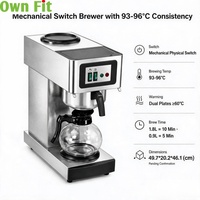 Machine à café commerciale à commande par bouton, en acier inoxydable, double chauffe-eau, pour hôtels, restauration, cafés, vente en gros