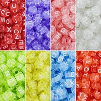 6X6MM trou 3MM 100 pièces de plastique en vrac ABS acrylique lettres transparentes à la main bijoux à bricoler soi-même cubique carré entretoise perles en vrac