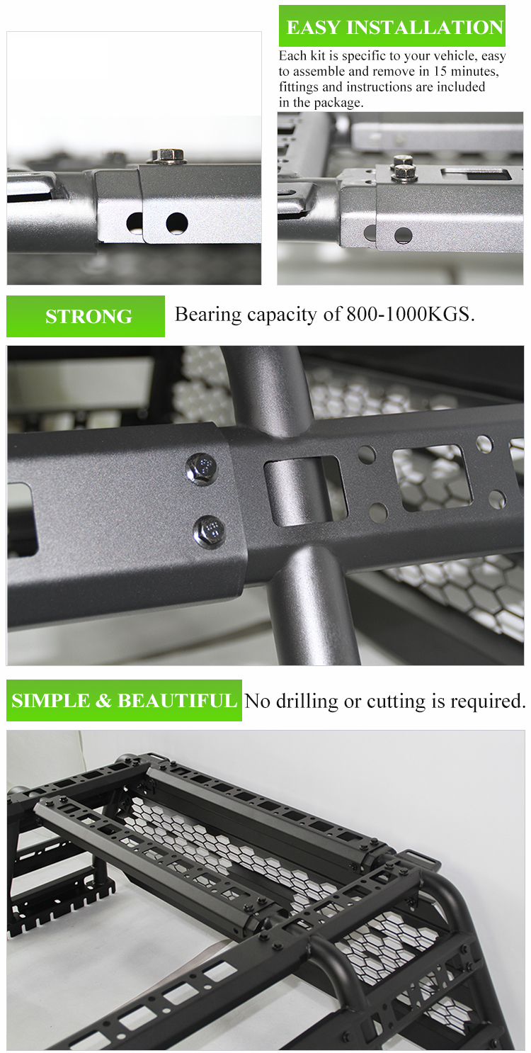 New Design Removable Metal Roll Bar with Roof Rack for Toyota