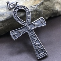 Flywu — pendentif croisé en acier inoxydable pour hommes, bord surélevé à la cheville, huile noire, écriture Antique, hommes