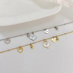 Bracciale di Alta Qualità con Lucchetto a Cuore in Acciaio Inossidabile Placcato Oro 18K, Conchiglia Bianca, Regolabile, Alla Moda per Feste, Matrimoni e Anniversari - Product Image 3