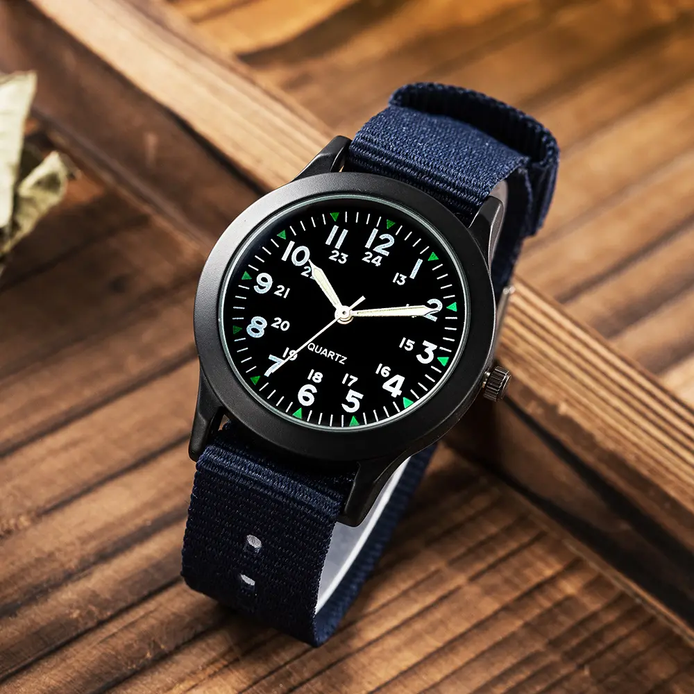 Reloj de hombre de marca militar americana de estilo vietnamita 2024 con caja de acero, tela de nailon, relojes de cuarzo para hombre de 24 horas
