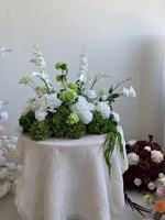 Nouvelles décorations de réception de mariage, fournitures d'arrangement pour fêtes d'anniversaire, fleurs en soie blanches et vertes pour allées d'événements