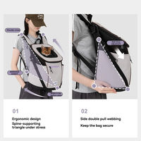 Sac à dos de transport pour animaux de compagnie avec panneau dorsal respirant, bretelles rembourrées en nylon en forme de S, design ergonomique, confortable pour chat et chien