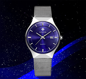 Montre à quartz pour homme, ultra-fine, grand cadran, affichage du calendrier, bracelet en acier inoxydable, minimaliste, étanche, montre de business - Product Image 6