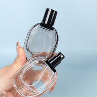 Botella de Perfume de Vidrio al por Mayor de 30 ml con Tapa de Rosca, Diseño Transparente Gris Ahumado Esmerilado, Botella de Spray Reutilizable