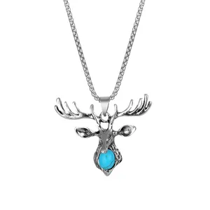 Collana <span class=keywords><strong>con</strong></span> Ciondolo Antilope Hip-hop di Tendenza per Uomo, Collane Personalizzate <span class=keywords><strong>con</strong></span> Animali, Catena per Maglione, Gioielli <span class=keywords><strong>Maschili</strong></span> - Product Image 1