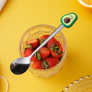 Cuillères à mélanger à l'eau et à café en acier inoxydable avec motifs de fruits de dessins animés mignons pour <span class=keywords><strong>la</strong></span> maison Fourchettes à gâteau à dessert au fromage - Product Image 2