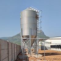 Silo à alimentation pour porcs et volailles au prix fabricant, en tôle d'acier galvanisé à chaud, pour stockage de céréales en élevages avicoles et porcins, garantie 1 an