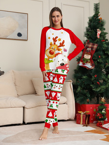 Conjunto de Pijamas con Estampado de Reno y Oso para Dropshipping, Pijamas Suaves para Adultos, Mujeres, Hombres y Familias, Ropa de Dormir Navideña con Logotipo Frontal - Product Image 4