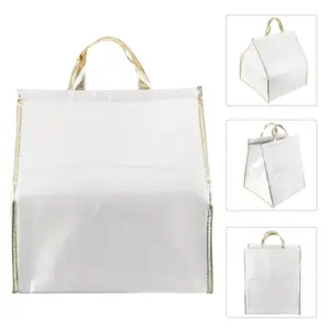 Vendita calda Non tessuto Fitness Cooler Lunch Bag foglio di alluminio per l'imballaggio borsa termica per latte materno borsa tote tessuta