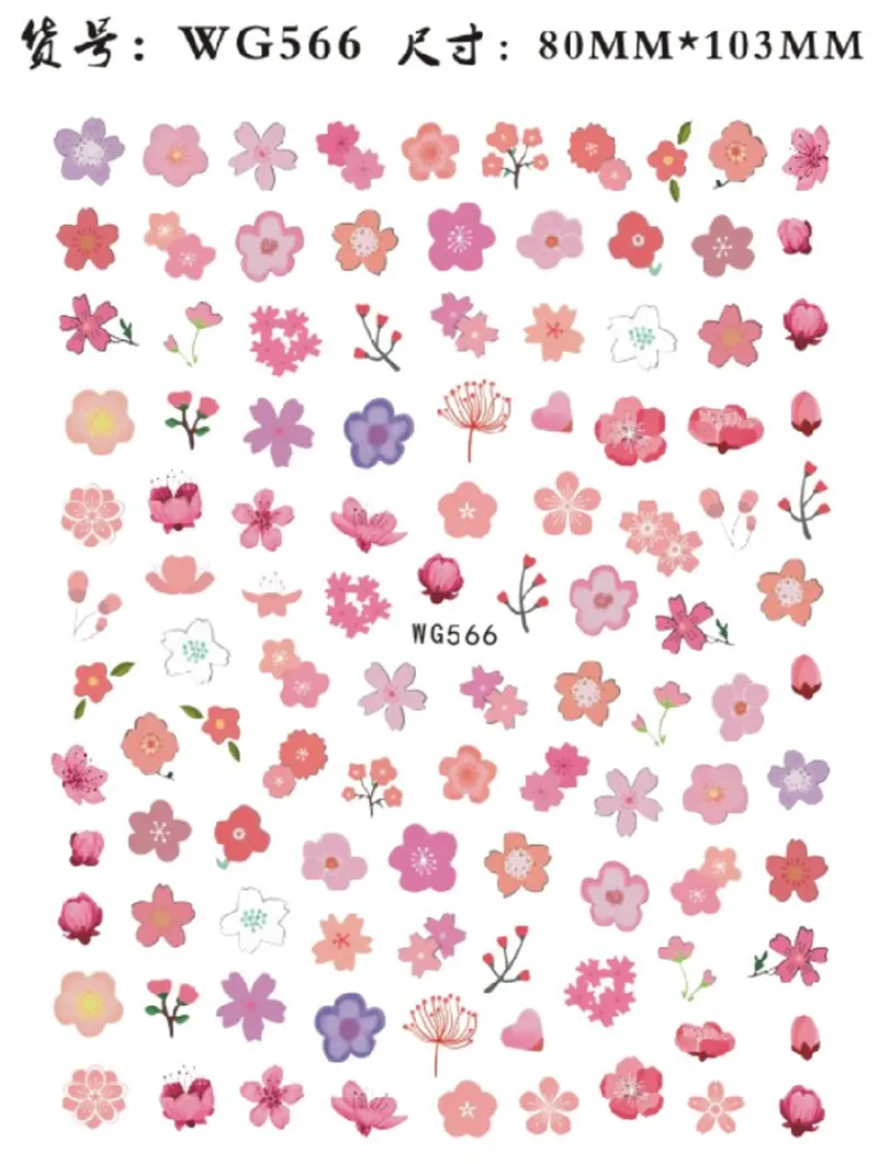 Hochwertige gemischte Großhandel Blume Nagel Aufkleber DIY Dekorationen Aufkleber Nail Art für Mädchen