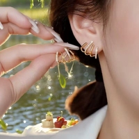 Pendientes de tuerca micro-infundidos para mujer, pendientes únicos de fila de circón a la moda para fiesta, forma geométrica, diseño de cuatro garras frío