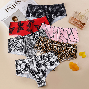 Bragas <span class=keywords><strong>de</strong></span> tiro medio con estampado sin costuras para mujer, ropa interior deportiva <span class=keywords><strong>de</strong></span> seda helada <span class=keywords><strong>de</strong></span> tiro bajo para mujer, <span class=keywords><strong>calzoncillos</strong></span> íntimos cómodos para mujer - Product Image 1