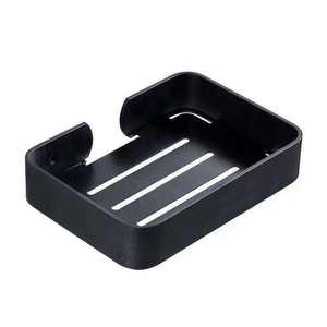 Rectangular Black Plastic Soap Dish With Self Drain Design For <b>Bathroom</b> Minimalist Style Smooth Surface - Product Image 6