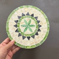 Sous-verre rond décoratif en mosaïque de nacre fait main, dessous de plat en coquillage naturel incrusté pour la décoration de la table à manger à la maison