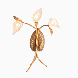 तांबे की दीवार लैंप क्रिस्टल फूल सजावट लिविंग रूम होटल बेडसाइड पीतल शाखा मोटिफ दीवार प्रकाश कला मैग्नोलिया बल्ब - Product Image 2