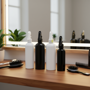 Botellas de Spray con Gatillo de Plástico Blanco y Negro de 150ml y 500ml, Recargables, con Pulverización Fina, para Cosméticos, Peluquería y Maquillaje - Product Image 2