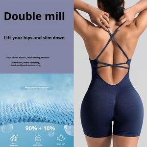 Mono deportivo sin mangas para mujer, con espalda descubierta, sin costuras, para yoga, running y fitness - Product Image 3