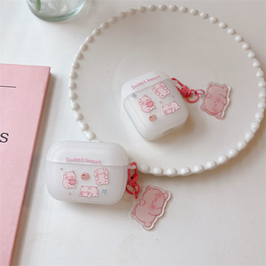 Pour <span class=keywords><strong>Airpods</strong></span> 1 2 3 Pro souple mat TPU mignon dessin animé rose <span class=keywords><strong>cochon</strong></span> porte-clés sans fil écouteur étui de protection - Product Image 4