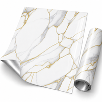 Papier peint adhésif en marbre blanc gris fin avec dorure or, 2,3 mm, en mousse PET IXPE, pour murs de tête de lit de chambre à coucher