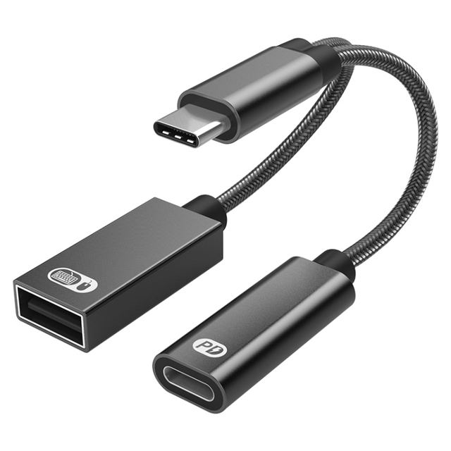 Hot Selling Type-c to Pd 3.0 Type-c Fast Charging + Usb 2.0 Otg Adapter With 60w Pd Adapter Compatible for Mobil