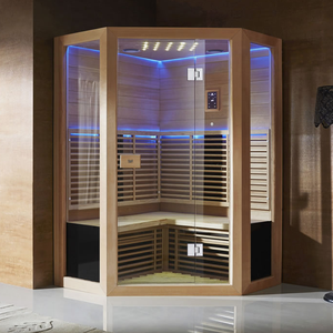 Nueva llegada diseño moderno Sunlighten al aire libre infrarrojo Sauna habitación 6KW <span class=keywords><strong>Hemlock</strong></span> sólido infrarrojo lejano Villas fábrica Dropshipping - Product Image 2