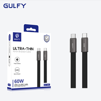 Kabel USB-C ke USB-C dengan Pengisian Cepat PD 60W dan Desain Datar Berbahan Nilon untuk iPhone 17 16 15 Android
