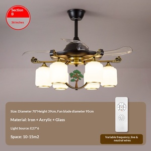 New Chinese Style <b>Fan</b> Light Household Living Room Ceiling <b>Fan</b> Light Quiet Light Luxury Living Room Light Restaurant Eye <b>Fan</b> - Product Image 6