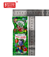 Sucettes en forme de crâne, bonbons fruités sur bâtonnet, emballage en boîte, sucettes crânes fruitées multicolores sur bâtonnet.