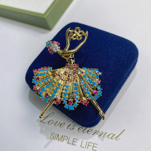XILIANGFEIZI [DIY accesorios de soporte vacíos 7*<span class=keywords><strong>9mm</strong></span>] broche de bailarina de circón dorado Base de ramillete de Pin de moda - Product Image 2