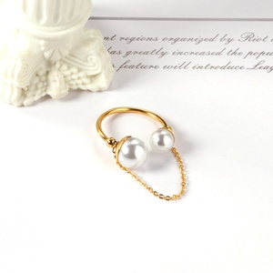 Anillo de Dedo Chapado en Oro de Moda 2021, Diseños en Forma de U, Anillo de Joyería con Perlas, Anillo de Perlas de Agua Dulce para Mujer - Product Image 4
