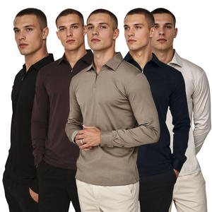 <span class=keywords><strong>Polo</strong></span> a manica lunga con Logo personalizzato all'ingrosso in cotone mercerizzato mezza cerniera <span class=keywords><strong>Polo</strong></span> da <span class=keywords><strong>uomo</strong></span> - Product Image 1