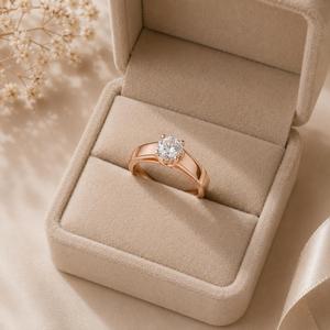 10KT Yellow Gold Round Solitaire Diamond <b>Ring</b> Wide Tapered Band <b>Men</b> Engagement <b>Ring</b> Modern Signet Fine Jewelry Gift - Product Image 1