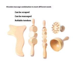 Taza de masaje de terapia <span class=keywords><strong>sueca</strong></span> de madera de haya, palo rodante de tendón, tablero de raspado, conjunto de masajeador de cabeza de seta para el cuerpo - Product Image 6
