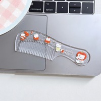 Niedlicher Cartoon-Mini-Kamm mit Apfel-Katzen-Design - Tragbare Make-up- und Ponybürste für Schüler und Kinder