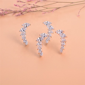 En gros haute qualité femmes bijoux en laiton plaqué rhodium <span class=keywords><strong>ange</strong></span> ailes micro incrustation zircon cubique boucles <span class=keywords><strong>d</strong></span>'oreilles - Product Image 2