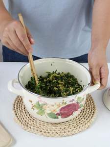 Bol en porcelaine émaillée haut de gamme à motif floral vintage, avec couvercle et double poignée, pour soupe, graisse, huile et usage alimentaire domestique - Product Image 4